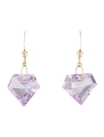 Pre-owned Earrings 14k Amethyst Drop  In Multi