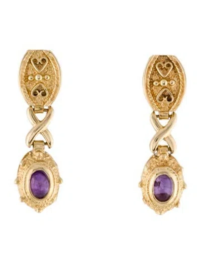 Pre-owned Earrings 14k Amethyst Drop  In Multi