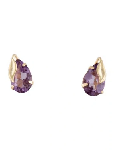Pre-owned Earrings 14k Amethyst Stud  In Multi