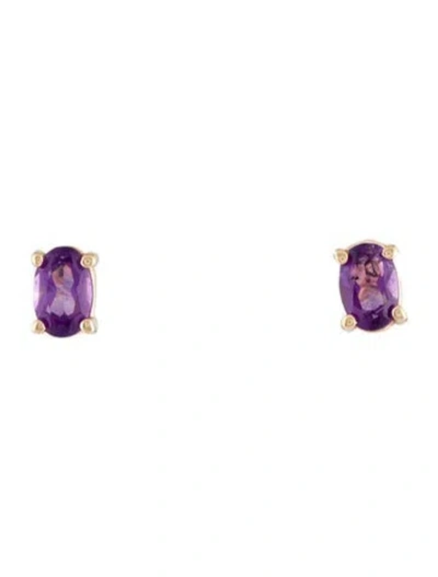 Pre-owned Earrings 14k Amethyst Stud  In Multi