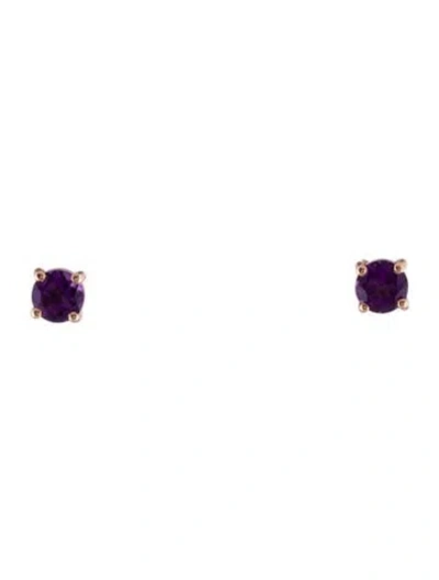 Pre-owned Earrings 14k Amethyst Stud  In Multi