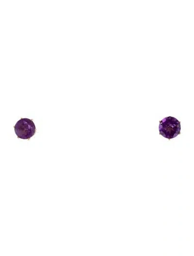 Pre-owned Earrings 14k Amethyst Stud  In Multi