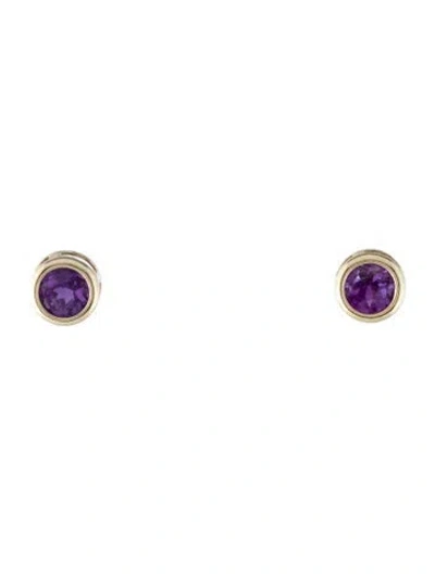 Pre-owned Earrings 14k Amethyst Stud  In Multi