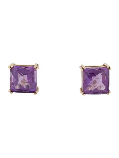 Pre-owned Earrings 14k Amethyst Stud  In Multi