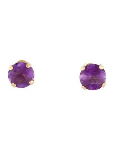 Pre-owned Earrings 14k Amethyst Stud  In Multi