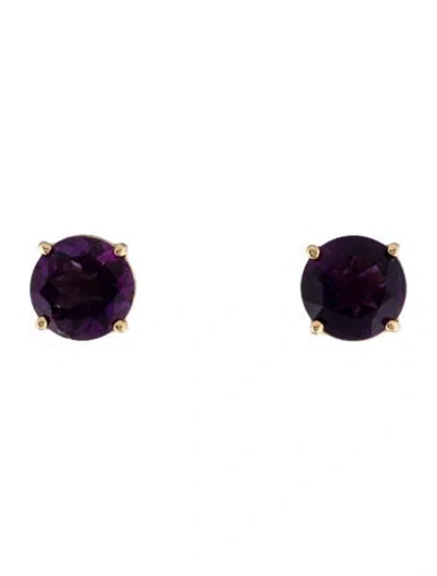 Pre-owned Earrings 14k Amethyst Stud  In Multi