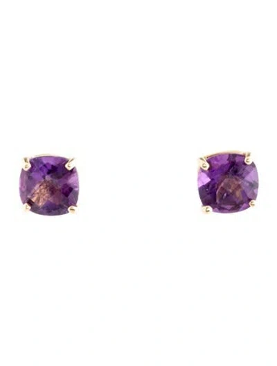 Pre-owned Earrings 14k Amethyst Stud  In Multi