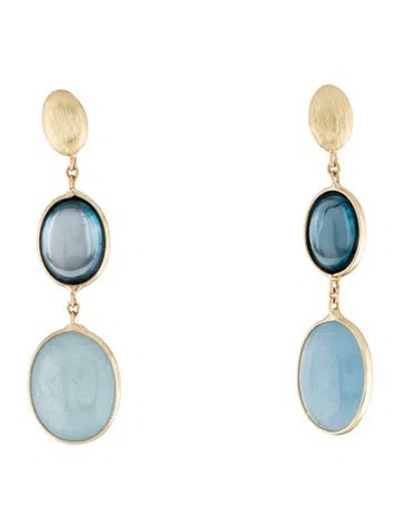 Pre-owned Earrings 14k Aquamarine & Topaz Drop  In Multi