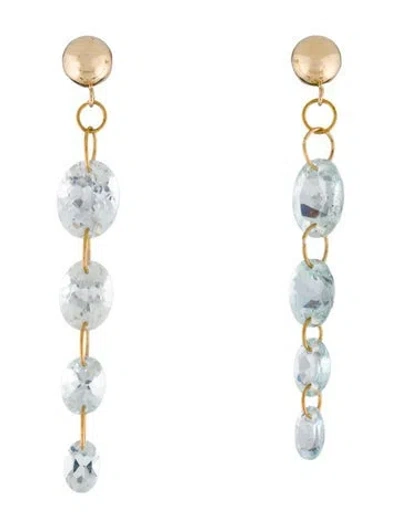 Pre-owned Earrings 14k Aquamarine Drop  In Multi