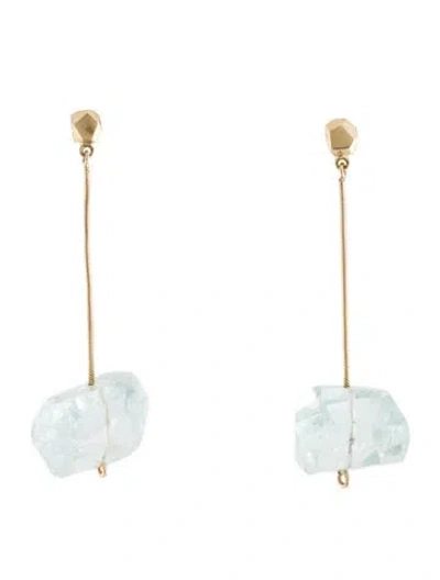Pre-owned Earrings 14k Aquamarine Drop  In Multi