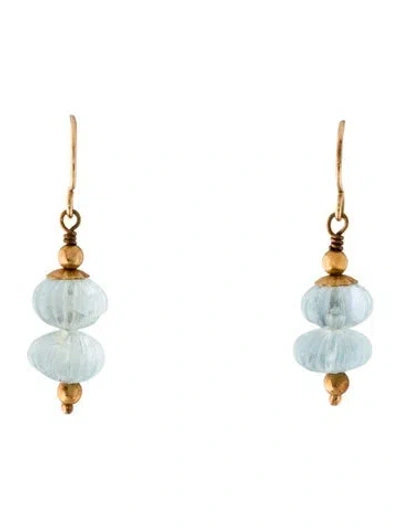 Pre-owned Earrings 14k Aquamarine Drop  In Multi