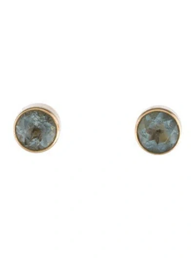 Pre-owned Earrings 14k Aquamarine Stud  In Multi