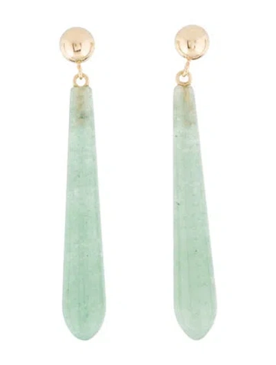Pre-owned Earrings 14k Aventurine Quartz Drop  In Multi