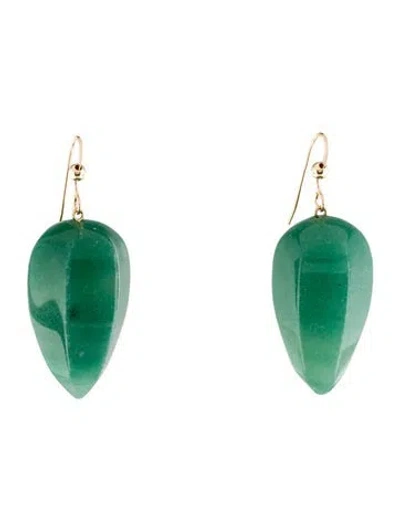 Pre-owned Earrings 14k Aventurine Quartz Drop  In Multi
