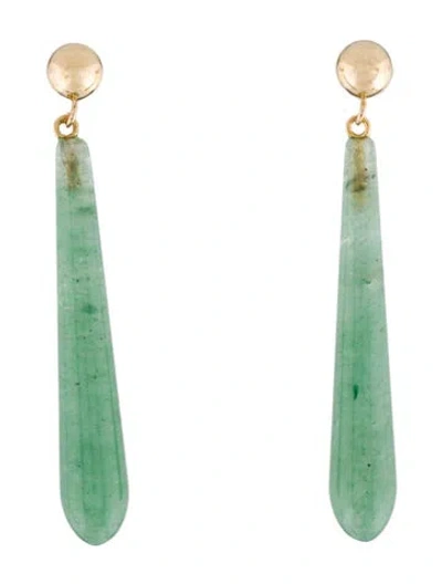 Pre-owned Earrings 14k Aventurine Quartz Drop  In Multi