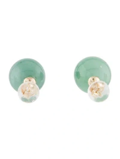 Pre-owned Earrings 14k Aventurine Quartz Stud  In Multi