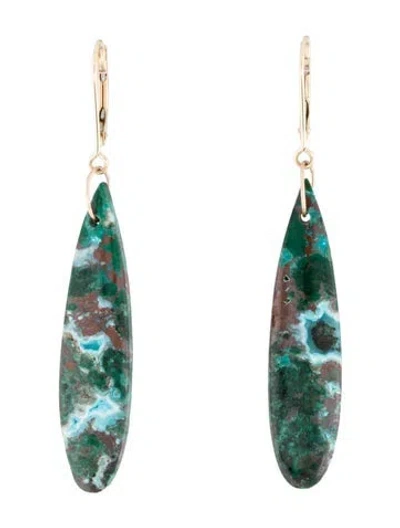 Pre-owned Earrings 14k Azurmalachite Drop  In Multi