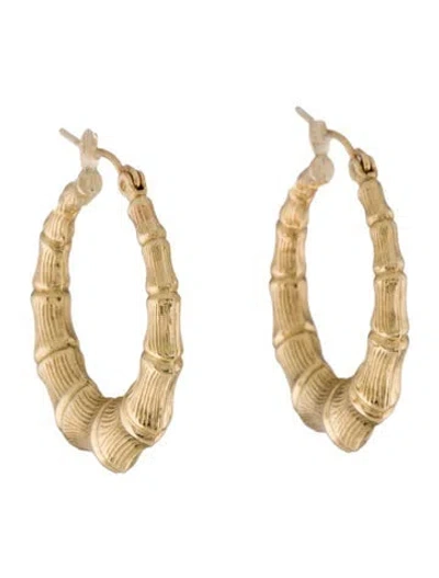 Pre-owned Earrings 14k Bamboo Hollow Hoop  In Multi