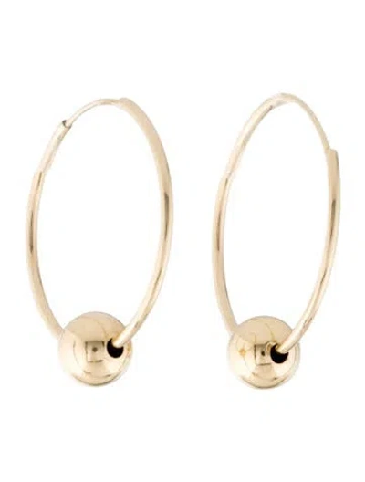 Pre-owned Earrings 14k Bead Ball Hoop  In Multi
