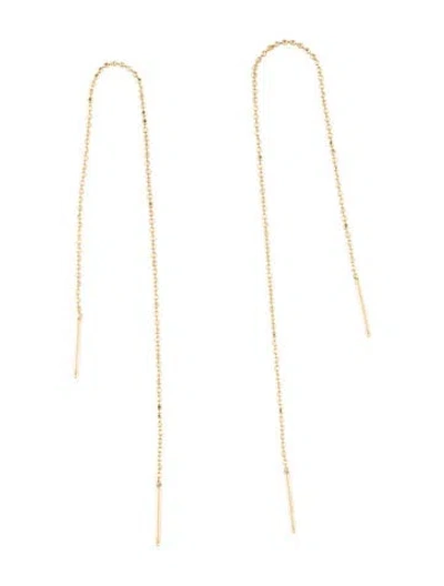 Pre-owned Earrings 14k Beaded Threader Drop  In Multi