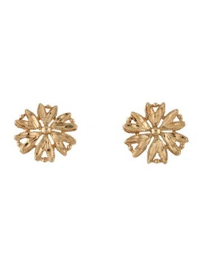 Pre-owned Earrings 14k Bright Cut Flower Stud  In Multi