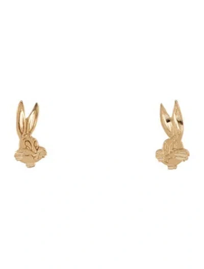 Pre-owned Earrings 14k Bugs Bunny Stud  In Multi