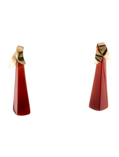Pre-owned Earrings 14k Carnelian Drop  In Multi