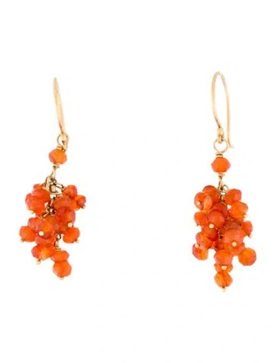 Pre-owned Earrings 14k Carnelian Drop  In Multi
