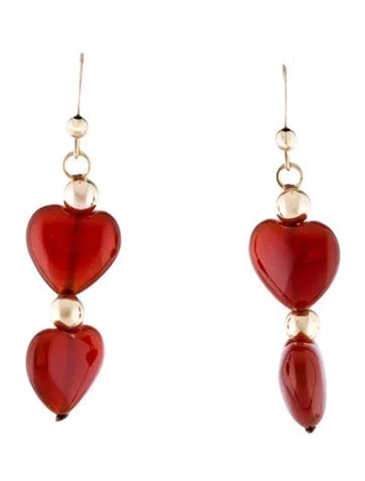 Pre-owned Earrings 14k Carnelian Drop  In Multi