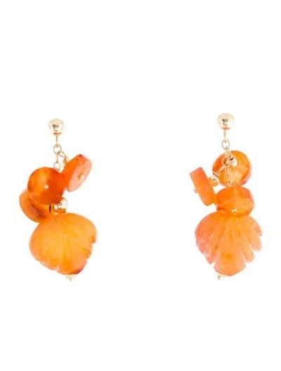 Pre-owned Earrings 14k Carnelian Drop  In Multi