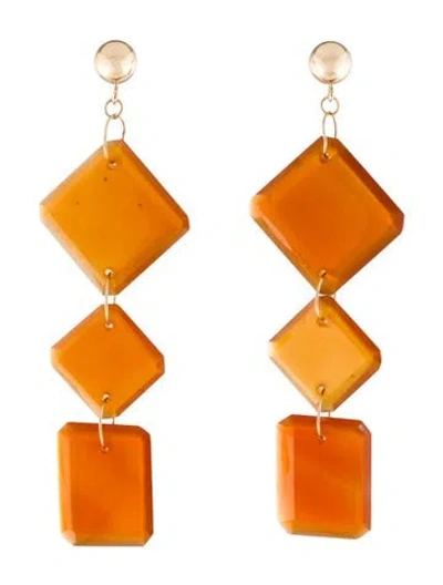 Pre-owned Earrings 14k Carnelian Drop  In Multi
