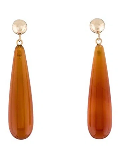 Pre-owned Earrings 14k Carnelian Drop  In Multi