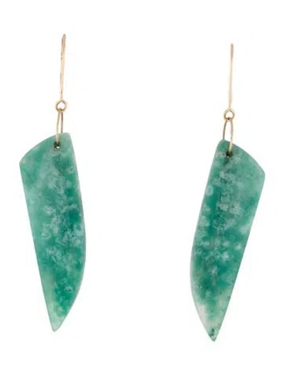 Pre-owned Earrings 14k Chalcedony Drop  In Multi