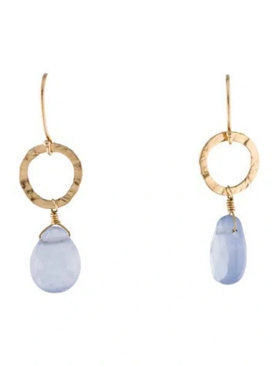 Pre-owned Earrings 14k Chalcedony Drop In Multi