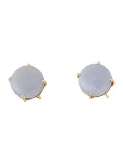 Pre-owned Earrings 14k Chalcedony Stud  In Multi