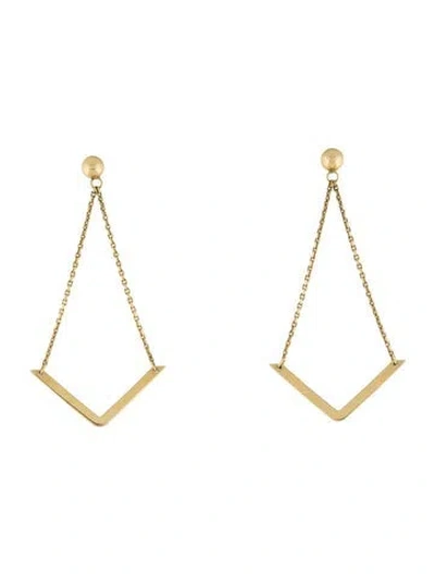 Pre-owned Earrings 14k Chevron Drop  In Multi