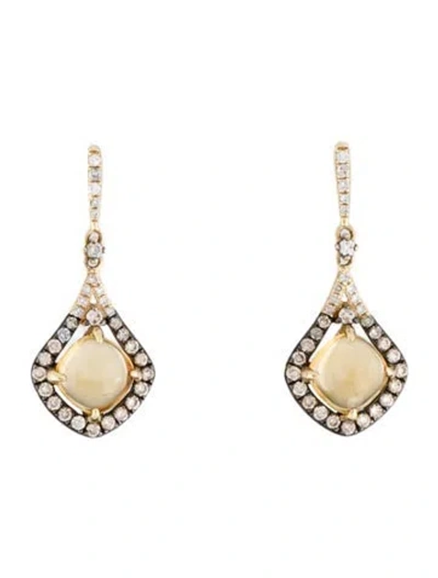 Pre-owned Earrings 14k Citrine & Diamond Drop  In Multi