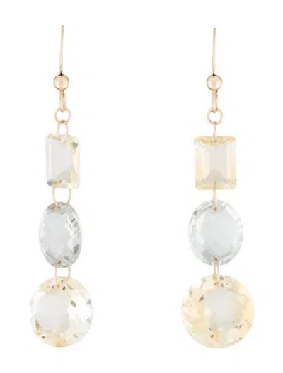 Pre-owned Earrings 14k Citrine & Prasiolite Drop  In Multi