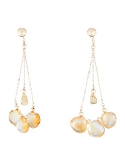 Pre-owned Earrings 14k Citrine Dangling Drop  In Multi
