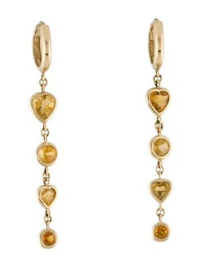 Pre-owned Earrings 14k Citrine Drop Charm  In Multi