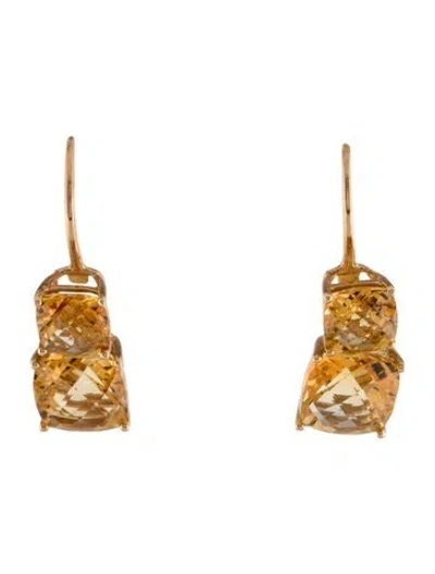 Pre-owned Earrings 14k Citrine Drop  In Multi