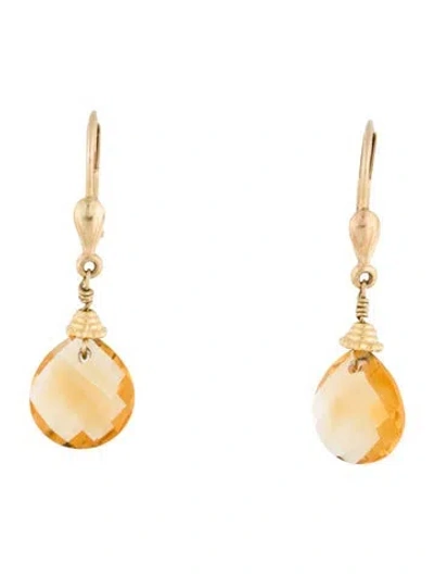 Pre-owned Earrings 14k Citrine Drop  In Multi