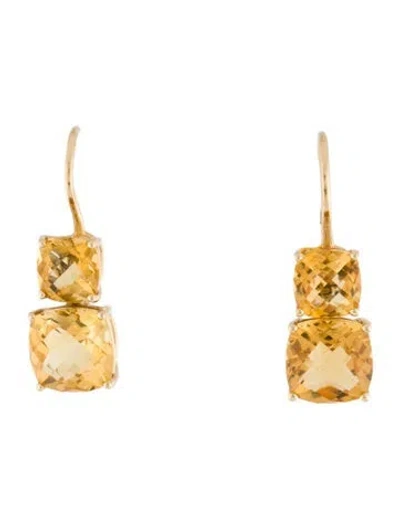 Pre-owned Earrings 14k Citrine Drop  In Multi
