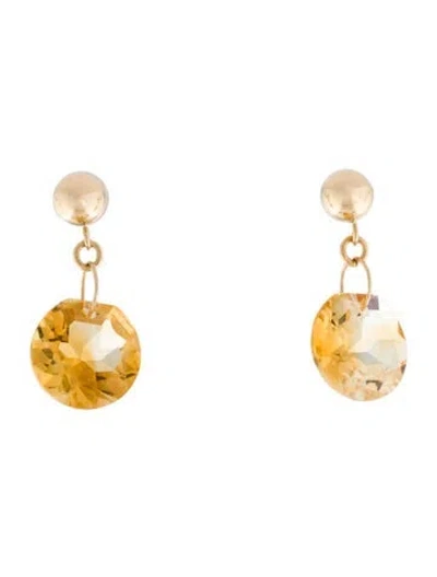 Pre-owned Earrings 14k Citrine Drop  In Multi