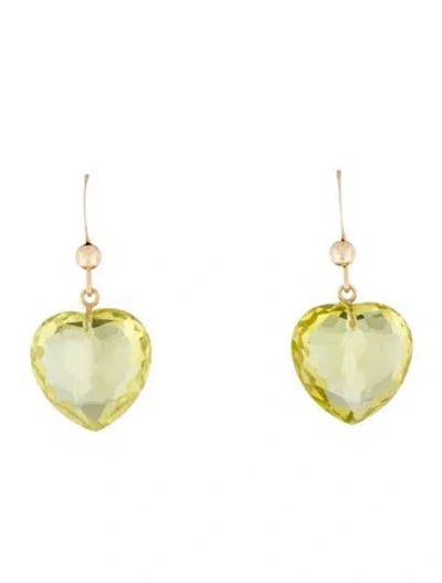 Pre-owned Earrings 14k Citrine Heart Drop  In Multi