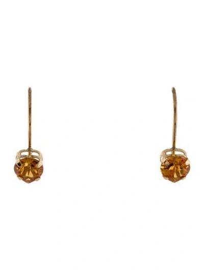 Pre-owned Earrings 14k Citrine Heart Drop  In Multi