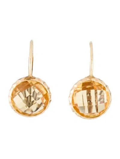 Pre-owned Earrings 14k Citrine Round Drop  In Multi