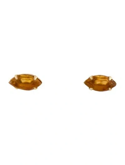 Pre-owned Earrings 14k Citrine Stud  In Multi