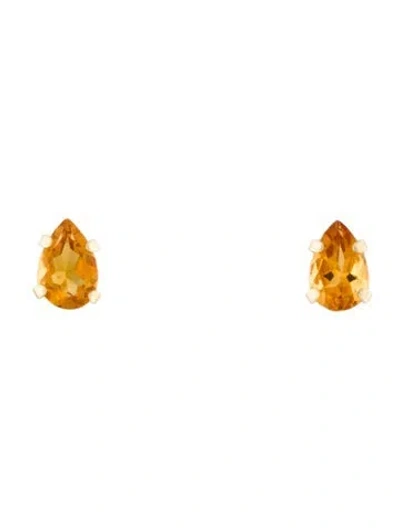 Pre-owned Earrings 14k Citrine Stud  In Multi