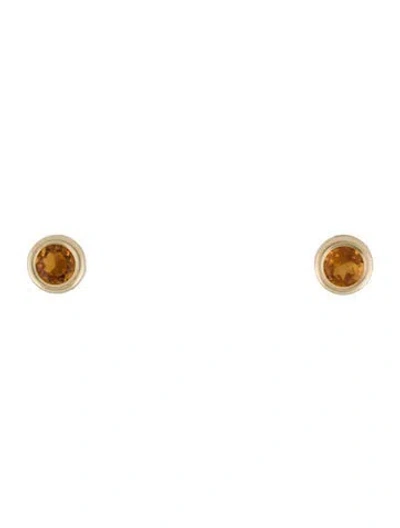 Pre-owned Earrings 14k Citrine Stud  In Multi